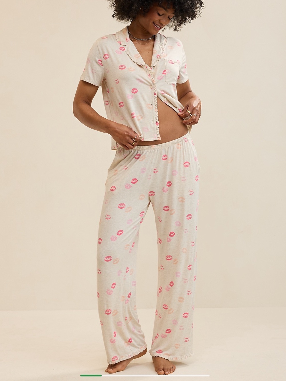 Aerie Pajama Set with Pink Lip Print
